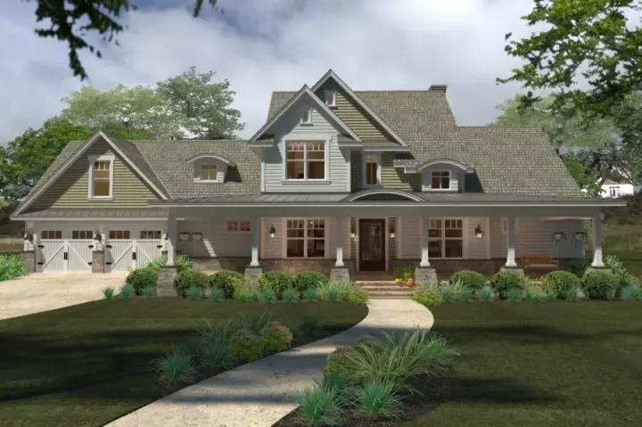 Modern Farmhouse house plans 61-194 - front exterior, 2,414 sq ft, 3 bed, 3 bath house plans | Monster House Plans