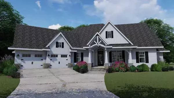 Modern Farmhouse house plans 61-204 - front exterior, 2,504 sq ft, 3 bed, 3 bath house plans | Monster House Plans