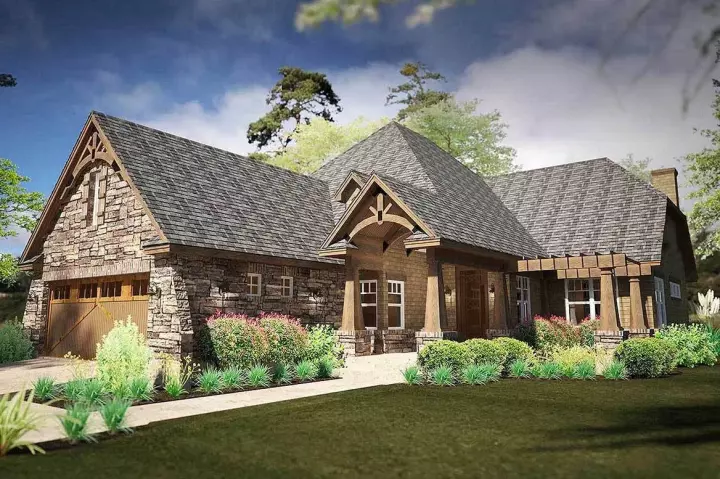 French Country house plans 61-209 - front exterior, 1,917 sq ft, 3 bed, 2 bath house plans | Monster House Plans
