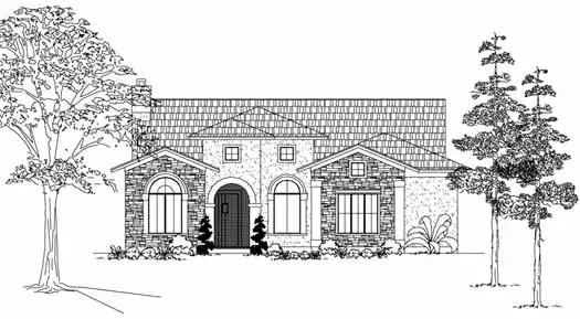 Mediterranean house plans 62-112 - front exterior, 2,540 sq ft, 3 bed, 3 bath house plans | Monster House Plans