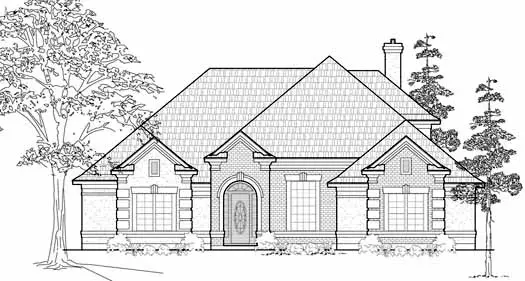 Traditional house plans 62-115 - front exterior, 2,591 sq ft, 3 bed, 2 bath house plans | Monster House Plans