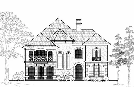 European house plans 62-152 - front exterior, 3,216 sq ft, 4 bed, 4 bath house plans | Monster House Plans