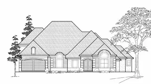 European house plans 62-154 - front exterior, 3,230 sq ft, 4 bed, 3 bath house plans | Monster House Plans