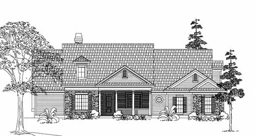 Country house plans 62-158 - front exterior, 3,242 sq ft, 4 bed, 3 bath house plans | Monster House Plans