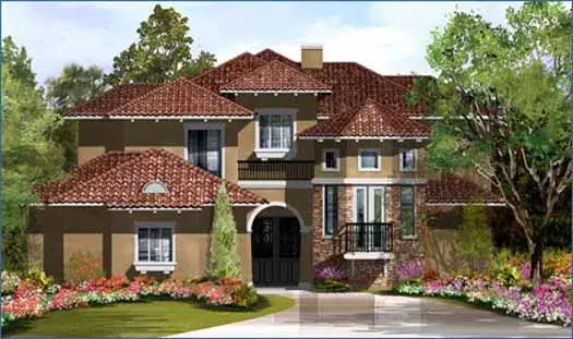 Italian house plans 62-180 - front exterior, 3,413 sq ft, 3 bed, 3 bath house plans | Monster House Plans
