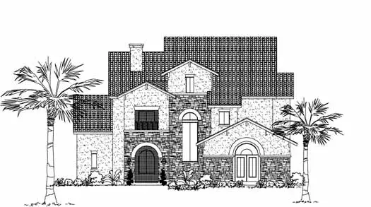 Tuscan house plans 62-194 - front exterior, 3,540 sq ft, 3 bed, 3 bath house plans | Monster House Plans