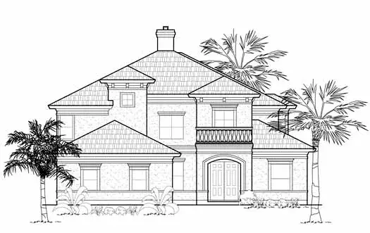 Mediterranean house plans 62-201 - front exterior, 3,598 sq ft, 4 bed, 3 bath house plans | Monster House Plans
