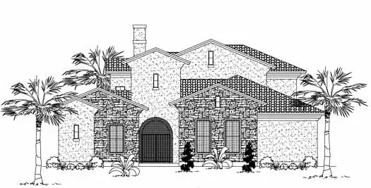 Tuscan house plans 62-204 - front exterior, 3,612 sq ft, 3 bed, 3 bath house plans | Monster House Plans