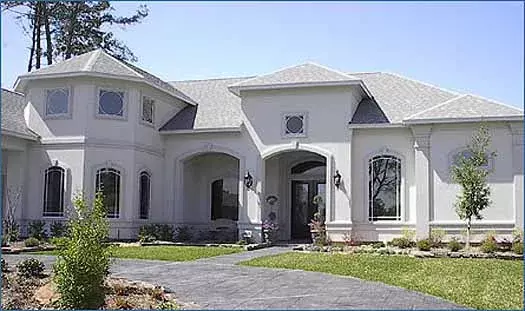 Mediterranean house plans 62-218 - front exterior, 3,676 sq ft, 3 bed, 2 bath house plans | Monster House Plans