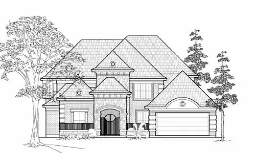 European house plans 62-247 - front exterior, 3,864 sq ft, 4 bed, 4 bath house plans | Monster House Plans