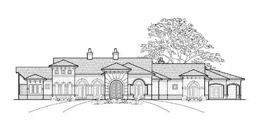 Mediterranean house plans 62-258 - front exterior, 3,907 sq ft, 3 bed, 3 bath house plans | Monster House Plans