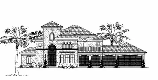 Mediterranean house plans 62-266 - front exterior, 3,955 sq ft, 3 bed, 3 bath house plans | Monster House Plans