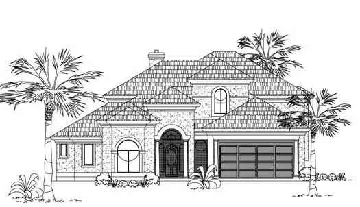 Mediterranean house plans 62-275 - front exterior, 4,004 sq ft, 4 bed, 3 bath house plans | Monster House Plans