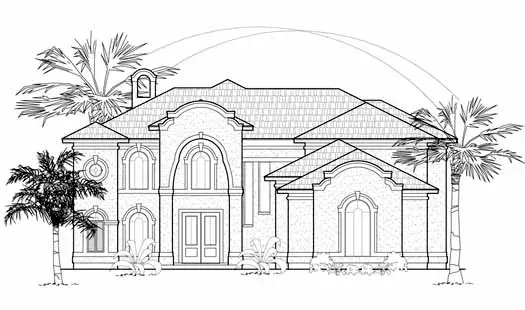 Italian house plans 62-278 - front exterior, 4,042 sq ft, 5 bed, 4 bath house plans | Monster House Plans