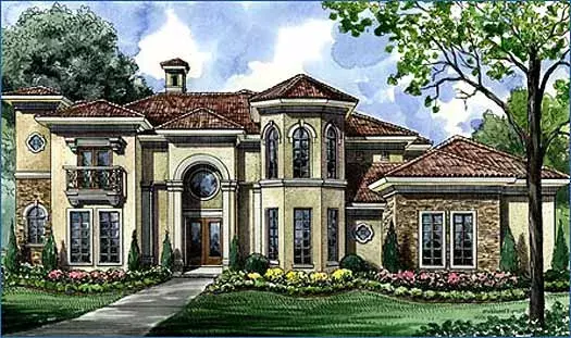 Mediterranean house plans 62-293 - front exterior, 4,145 sq ft, 3 bed, 4 bath house plans | Monster House Plans