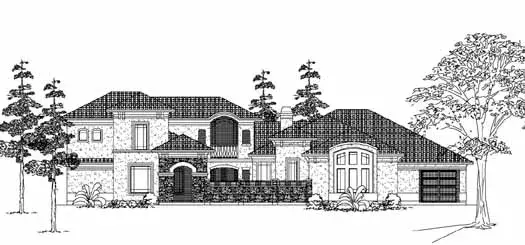 Mediterranean house plans 62-299 - front exterior, 4,174 sq ft, 4 bed, 3 bath house plans | Monster House Plans