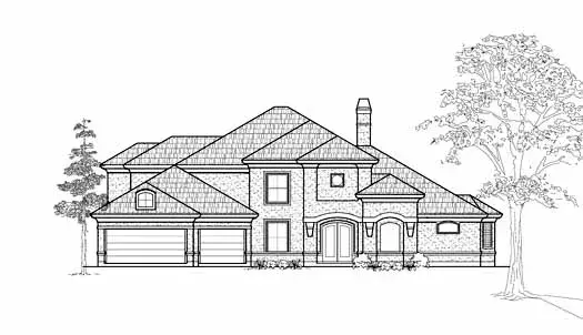 Mediterranean house plans 62-303 - front exterior, 4,193 sq ft, 4 bed, 4 bath house plans | Monster House Plans