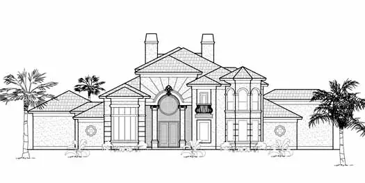 Mediterranean house plans 62-304 - front exterior, 4,193 sq ft, 3 bed, 3 bath house plans | Monster House Plans