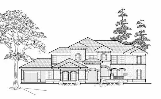 Mediterranean house plans 62-305 - front exterior, 4,220 sq ft, 4 bed, 4 bath house plans | Monster House Plans