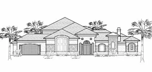 Sunbelt house plans 62-311 - front exterior, 4,250 sq ft, 4 bed, 4 bath house plans | Monster House Plans
