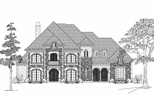 European house plans 62-314 - front exterior, 4,295 sq ft, 4 bed, 4 bath house plans | Monster House Plans