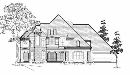 European house plans 62-317 - front exterior, 4,302 sq ft, 4 bed, 3 bath house plans | Monster House Plans