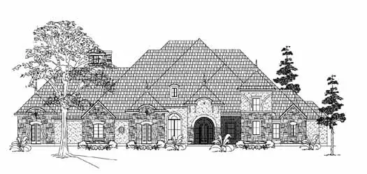 French Country house plans 62-322 - front exterior, 4,334 sq ft, 4 bed, 2 bath house plans | Monster House Plans