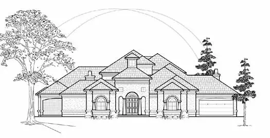 Mediterranean house plans 62-323 - front exterior, 4,069 sq ft, 4 bed, 3 bath house plans | Monster House Plans