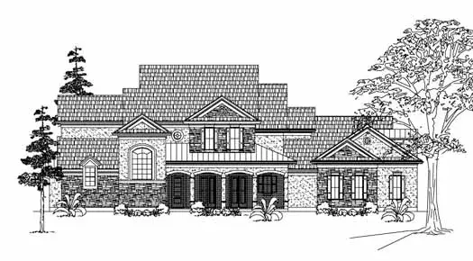Country house plans 62-332 - front exterior, 4,405 sq ft, 4 bed, 3 bath house plans | Monster House Plans
