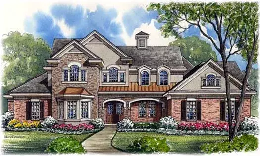 Traditional house plans 62-338 - front exterior, 4,461 sq ft, 4 bed, 5 bath house plans | Monster House Plans