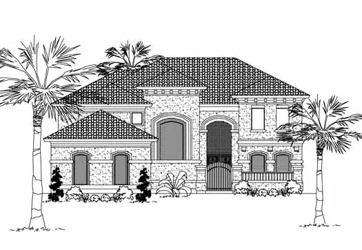 Mediterranean house plans 62-341 - front exterior, 4,474 sq ft, 4 bed, 4 bath house plans | Monster House Plans