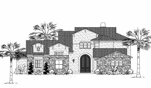 Italian house plans 62-343 - front exterior, 4,481 sq ft, 4 bed, 2 bath house plans | Monster House Plans