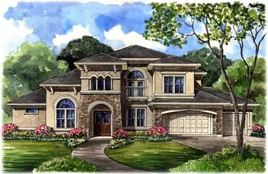 Mediterranean house plans 62-346 - front exterior, 4,486 sq ft, 5 bed, 5 bath house plans | Monster House Plans