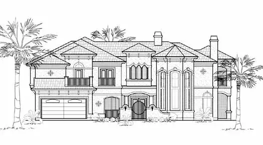 Mediterranean house plans 62-350 - front exterior, 4,507 sq ft, 4 bed, 3 bath house plans | Monster House Plans