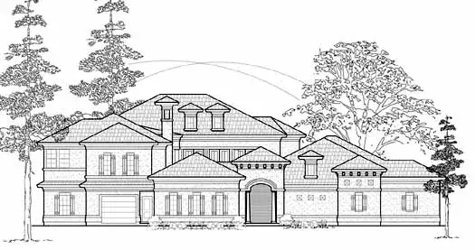 Mediterranean house plans 62-353 - front exterior, 4,518 sq ft, 4 bed, 4 bath house plans | Monster House Plans