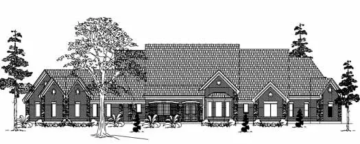 Country house plans 62-355 - front exterior, 4,525 sq ft, 4 bed, 3 bath house plans | Monster House Plans