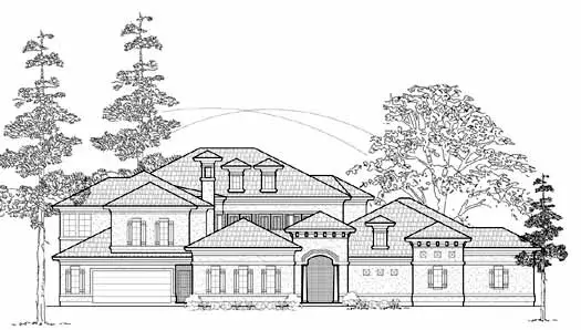Mediterranean house plans 62-362 - front exterior, 4,552 sq ft, 4 bed, 4 bath house plans | Monster House Plans