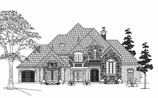 European house plans 62-364 - front exterior, 4,559 sq ft, 4 bed, 3 bath house plans | Monster House Plans