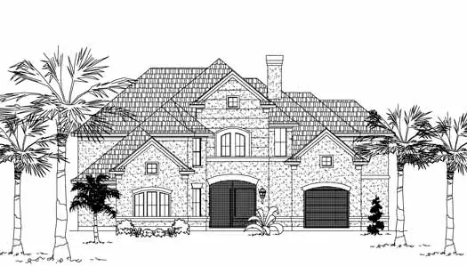 Mediterranean house plans 62-365 - front exterior, 4,565 sq ft, 4 bed, 3 bath house plans | Monster House Plans