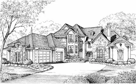 French Country house plans 62-368 - front exterior, 4,577 sq ft, 4 bed, 4 bath house plans | Monster House Plans