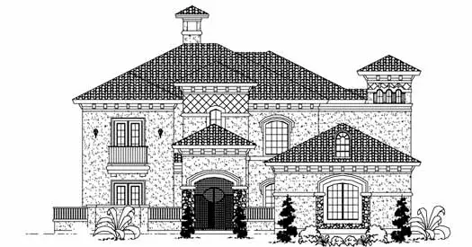 Mediterranean house plans 62-373 - front exterior, 4,621 sq ft, 4 bed, 4 bath house plans | Monster House Plans