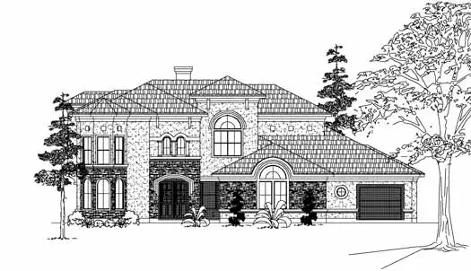 Mediterranean house plans 62-376 - front exterior, 4,635 sq ft, 5 bed, 4 bath house plans | Monster House Plans