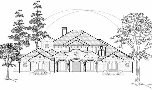 Mediterranean house plans 62-381 - front exterior, 4,667 sq ft, 4 bed, 3 bath house plans | Monster House Plans