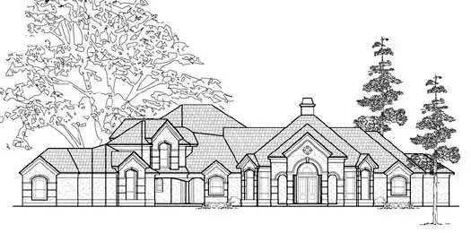 Traditional house plans 62-382 - front exterior, 4,700 sq ft, 5 bed, 4 bath house plans | Monster House Plans