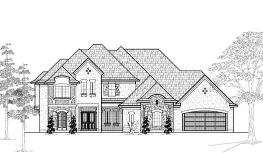 French Country house plans 62-383 - front exterior, 4,705 sq ft, 5 bed, 4 bath house plans | Monster House Plans