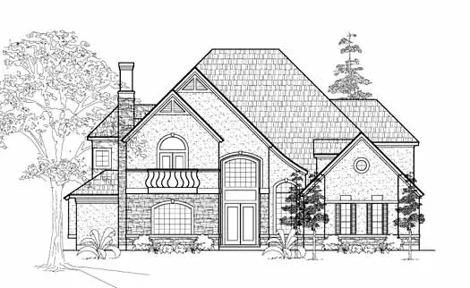European house plans 62-384 - front exterior, 4,718 sq ft, 4 bed, 3 bath house plans | Monster House Plans