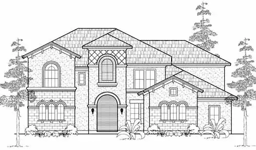 Mediterranean house plans 62-386 - front exterior, 4,722 sq ft, 5 bed, 5 bath house plans | Monster House Plans
