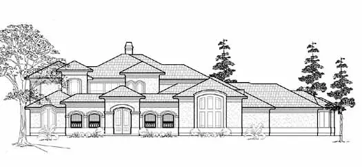 Mediterranean house plans 62-388 - front exterior, 4,758 sq ft, 4 bed, 4 bath house plans | Monster House Plans