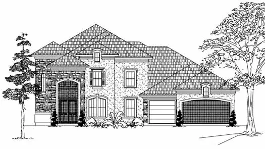 Mediterranean house plans 62-389 - front exterior, 4,752 sq ft, 4 bed, 4 bath house plans | Monster House Plans