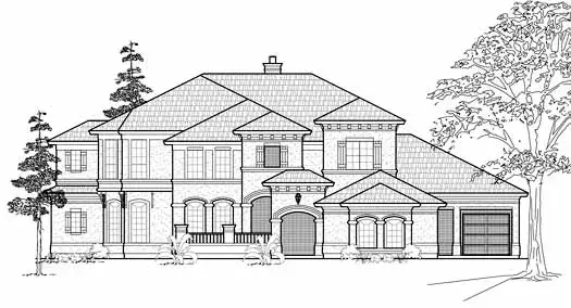 Mediterranean house plans 62-400 - front exterior, 4,872 sq ft, 3 bed, 3 bath house plans | Monster House Plans